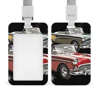 Porte-badge vertical étanche pour voiture classique Roadsters avec lanière détachable - Porte-carte d'identité transparent - Joli porte-étiquette pour infirmière, enseignant médical, cadeau de bureau
