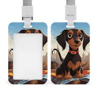 Porte-badge vertical « I Love My Dog Teckels » avec lanière détachable et robuste - Porte-badge étanche - Pour infirmière, officier, enseignant