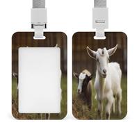 Porte-badge vertical imprimé chèvre mignon pour bureau, école, carte d'identité, carte de proximité, permis de conduire, permis et laissez-passer