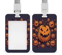 Porte-badge vertical imprimé citrouille d'Halloween pour bureau, école, carte d'identité, carte de proximité, permis de conduire, permis et laissez-passer
