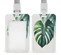 Porte-badge vertical imprimé feuille de Monstera aquarelle, convient pour bureau, école, carte d'identité, carte de proximité, permis de conduire, carte de permis et laissez-passer