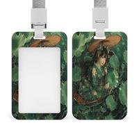 Porte-badge vertical imprimé feuilles vertes et bateau pour bureau, école, carte d'identité, carte de proximité, permis de conduire, permis et laissez-passer