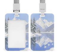Porte-badge vertical imprimé lac Tranquil - Convient pour le bureau, l'école, la carte d'identité, la proximité, le permis de conduire et le laissez-passer