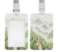 Porte-badge vertical imprimé plantation de thé de montagne pour bureau, école, carte d'identité, carte de proximité, permis de conduire, carte de permis et laissez-passer