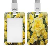 Porte-badge vertical imprimé rose jaune pour bureau, école, carte d'identité, carte de proximité, permis de conduire, carte de permis et laissez-passer
