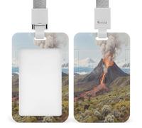Porte-badge vertical imprimé toundra volcanique pour bureau, école, carte d'identité, carte de proximité, permis de conduire, permis et laissez-passer