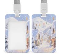 Porte-badge vertical imprimé ville de glace et neige Convient pour bureau, école, carte d'identité, carte de proximité, permis de conduire, carte de permis et laissez-passer