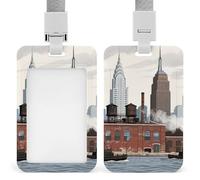 Porte-badge vertical New York City avec cordon, plastique ABS durable - Étiquette étanche pour bureau, enseignant et infirmière