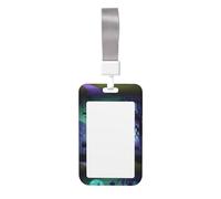 Porte-badge vertical noir avec double glissière avec cordon souple, pour travail/événements