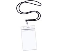 Porte-badge vertical pour carte d'identit avec fermeture clair refermable et tanche (identification verticale avec cordon noir, 6 pi ces)