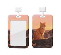 Porte-badge vertical pour cartes de travail, bureau, hôpital et enseignants | Porte-cartes en forme de chat sur le toit, design vertical pour carte d'identité, cartes de crédit et clés, pour enseignants