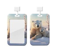 Porte-badge vertical pour cartes de travail, bureau, hôpital et enseignants | Porte-cartes mignon en forme d'ours polaires, design vertical pour carte d'identité, cartes de crédit et clés