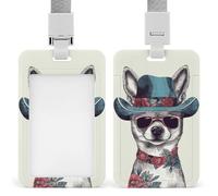 Porte-badge vertical pour chihuahua portant un chapeau - Porte-carte d'identité avec cordon détachable - Rigide et robuste - Porte-cartes de travail - Protection pour infirmière, officier, enseignant