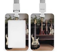 Porte-badge vertical pour guitare, basse, instruments de musique, porte-badge, porte-nom étanche avec lanière amovible durable pour enseignants de bureau et d'usine