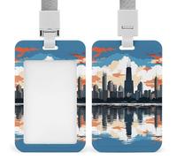 Porte-badge vertical rétractable en plastique avec cordons d'horizon de Chicago pour enseignant, infirmière, médecin, cadeau pour collègues de travail