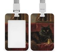 Porte-badge vertical robuste en forme de chat noir étanche avec lanière détachable avec fenêtre transparente - Cadeau pour infirmière, médecin, enseignant, bureau, femme et homme