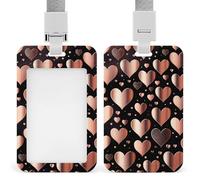 Porte-badge vertical robuste en forme de cœur rose avec lanière détachable - Cadeau pour infirmière, médecin, enseignant, bureau, femme et homme