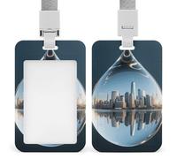 Porte-badge vertical robuste en forme de goutte d'eau avec cordon de séparation transparent - Cadeau pour infirmière, médecin, enseignant, bureau, femme et homme