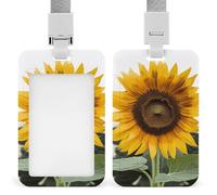 Porte-badge vertical robuste en forme de tournesol avec lanière détachable et fenêtre transparente - Cadeau pour infirmière, médecin, enseignant, bureau, femme et homme