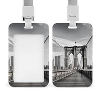 Porte-badge vertical robuste et étanche avec lanière détachable pour badge de Brooklyn Bridge - Cadeau pour infirmière, médecin, enseignant, bureau, femme et homme