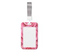 Porte-badge vertical romantique rose ABS avec film de numérisation transparent
