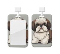 Porte-badge vertical Shih Tzu avec clips coulissants en plastique rigide pour infirmières et bureau