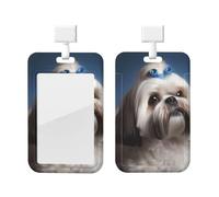 Porte-badge vertical Shih Tzu avec clips coulissants en plastique rigide pour infirmières et bureau