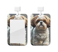 Porte-badge vertical Shih Tzu avec clips coulissants en plastique rigide pour infirmières et bureau