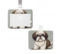 Porte-badge vertical Shih Tzu avec clips coulissants en plastique rigide pour infirmières et bureau