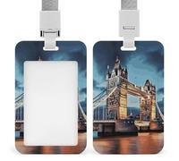 Porte-badge vertical Tower Bridge à Londres avec lanière détachable et robuste - Étanche - Pour infirmière, officier, enseignant