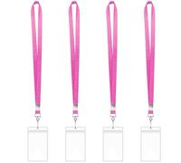 Porte-Badge vertical transparent avec lanières de cou, porte-cartes résistant à l ' eau avec lanière de cou pour le bureau, 4 pièces