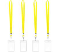 Porte-Badge vertical transparent avec lanières de cou, porte-cartes résistant à l ' eau avec lanière de cou pour le bureau, 4 pièces