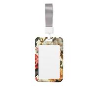 Porte-badge vintage à motif floral avec cordon détachable, étui de protection en plastique rigide étanche pour carte d'identité, pour enseignant, infirmière, médecin, bureau