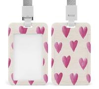 Porte-badge vintage avec motif cœurs roses et rétractables pour le travail, le bureau, les médecins, les infirmières