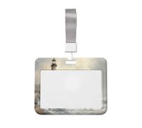 Porte-badge vintage coulissant en plastique rigide avec inscription « Lighthouse On The Rocky Coastline » - Pour infirmières et bureaux