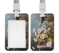 Porte-badge vintage en bois avec motif marguerites jaunes pour chaise, porte-carte rétractable, porte-cartes, badge nominatif pour travail, bureau, médecin, infirmière