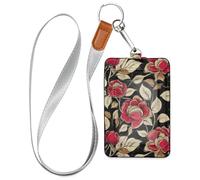 Porte-badge vintage en cuir pour femme avec cordon et 3 cartes pour le personnel, les officiers, les étudiants, les médecins, les employés