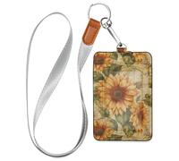 Porte-badge vintage en cuir pour femme avec cordon et capacité de 3 cartes d'identité, pour le personnel, les officiers, les étudiants, les médecins, les employés