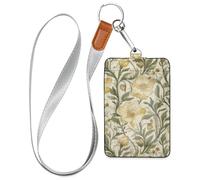 Porte-badge vintage en cuir pour femme avec lanière et étui de capacité de 3 cartes avec porte-cartes pour le personnel, les officiers, les étudiants, les médecins, les employés