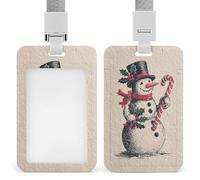 Porte-badge vintage pour carte d'identité avec bonhomme de neige, canne à sucre d'orge, porte-carte rétractable, porte-cartes, badge nominatif, étiquette de nom pour travail, bureau, médecin