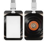 Porte-badge vintage rétractable pour disque vinyle - Porte-badge vertical avec cordon détachable - Pour femmes et hommes - Pour infirmières et personnel de sécurité