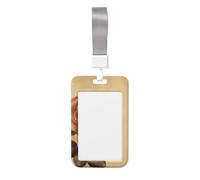 Porte-badge vintage rose avec lanière verticale en plastique rigide avec fenêtre transparente, pochette de protection étanche pour badge de travail tendance pour homme et femme