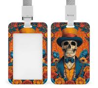 Porte-badge vintage squelette Day of The Dead avec clip rétractable pour carte de protection, badge nominatif, étiquette pour le travail, le bureau, le médecin, l'infirmière