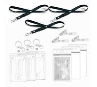 Porte Badges avec Cordon, clips, Porte badge transparent dur,pour Cartes de Proximité, Cartes de Crédit, Cartes d'Identité et Cartes, Porte Carte Bus (3 Set Vertical)