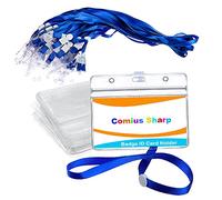Porte Badges, Comius Sharp Lot de 50 Cartes de Supports Horizontal Badge en Plastique Transparent en étanche Protection de Vos Badges pour Scolaire, Entreprise, Bureau