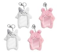 Porte-badges de dessin animé pour fille - Transparent - Bus - Pour étudiant - Porte-photo avec porte-clés - Protection transparente