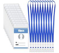 Porte-badges en plastique transparent, 10 Pièces Porte Badge Cordon Tour de Cou avec Lanière pour Porte Badges Dd'Identification étudiants, Adultes, entreprise, exposition