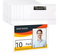 Porte-badges magnétiques AOMAG®, étiquette horizontale de 7 cm x 9 cm pour congrès, exposants, événements - Lot de 10, transparent
