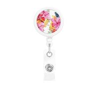 Porte-badges rétractables à imprimé floral hawaïen - Enrouleurs de badge rétractables robustes avec clip de ceinture - Porte-badge amusant pour infirmière, enseignante, fournitures de bureau