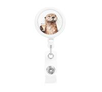 Porte-badges rétractables en forme de loutre de mer - Enrouleurs de badge rétractables robustes avec clip de ceinture - Porte-badge amusant pour infirmière, enseignante, fournitures de bureau